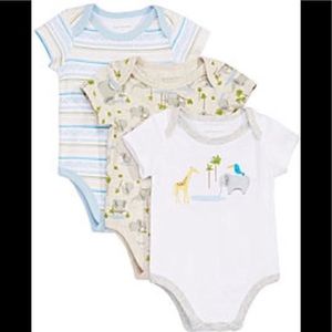 NWT First Impressions Baby 3 Pack Suits. Zoo Animals.